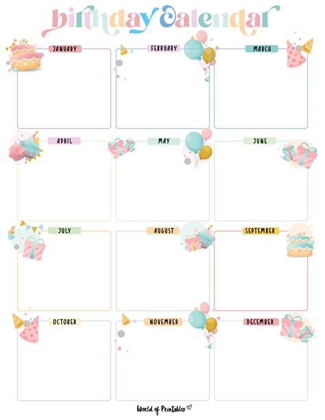 Birthday Calendar Website - Talya Viviene