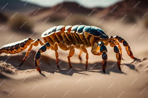 Premium AI Image | A desert scorpion is walking in the desert.