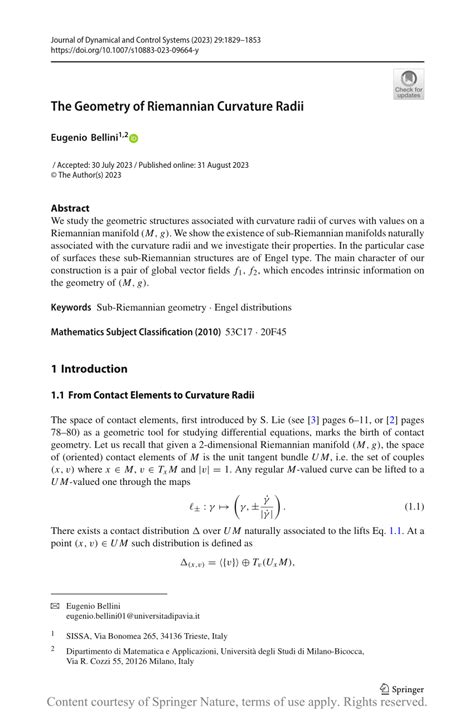 (PDF) The Geometry of Riemannian Curvature Radii