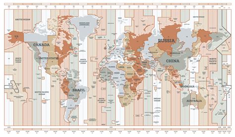 Time Zone Map. Detailed World Map with Countries Names. 17797514 Vector Art at Vecteezy