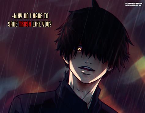 Anime Black Hair Boy Ken Kaneki Rain Tokyo Ghoul Yellow Eyes Wallpaper ...