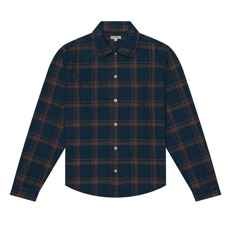 Knickerbocker Flannel Work Shirt - Dark Tan/Blue | Long Sleeve Shirts | Huckberry