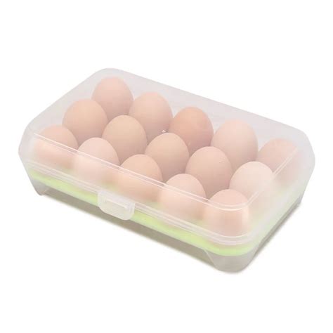 15 Grid Bilayer Plastic Egg Storage Box Keep Eggs Fresh Organizer Kitchen Refrigerator Food ...