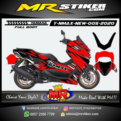 Stiker motor decal Yamaha NMAX New 2020 Red Abstrack Crack Grafis ...