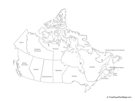 Printable PowerPoint® Map of Canada with Provinces - Outline | Free Vector Maps