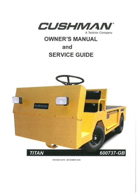 Cushman Truckster Titan 600737-GB Operators Manual