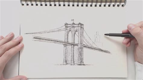 Drawing the 'Brooklyn Bridge' in New York City #Timelapse - YouTube