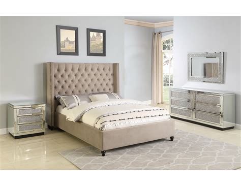 Beige Contemporary California King Size 4piece Solid Wood Bedroom Furniture Set - Walmart.com