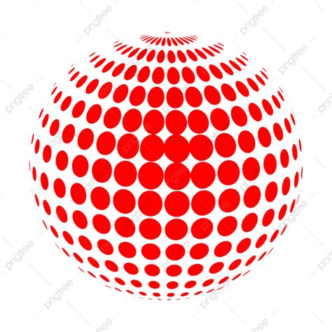 Vector Illustration Of 3d Red Halftone Globe, 3d Half Tone Sphere ...