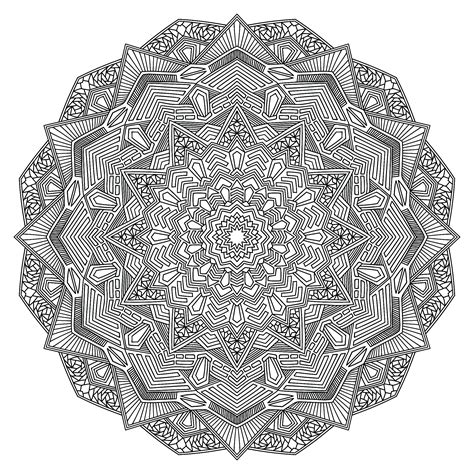 Outline Mandala Flower - Mandalas Adult Coloring Pages