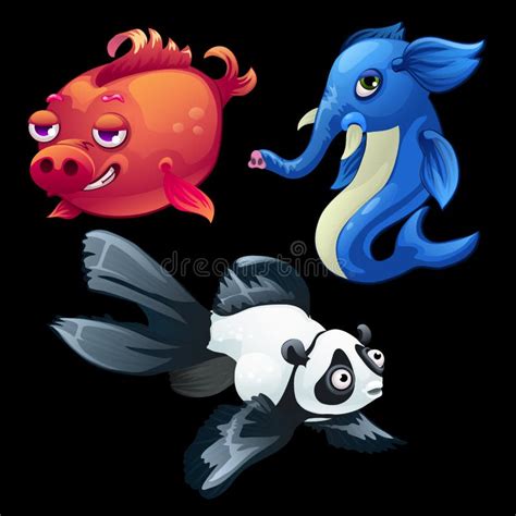 Hybrid Animals and Fish, Elephant, Panda, Pig Stock Vector ...