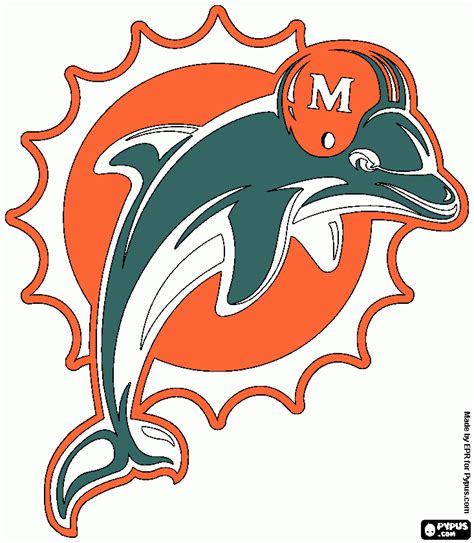 miami dolphin coloring page, printable miami dolphin