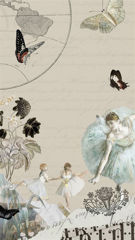 Beige vintage ballerina iPhone wallpaper, | Premium Photo - rawpixel