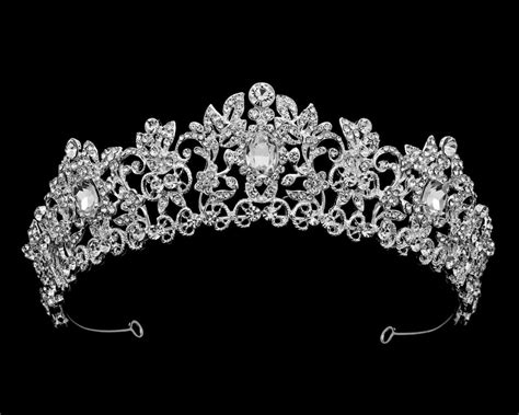 Intricate Silver Plated Rhinestone Wedding and Quince Tiara