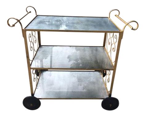 Vintage Gold Bar Cart | Chairish