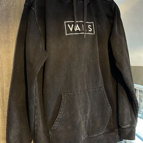 Vans small hoodie, black with grey textures. Great... - Depop