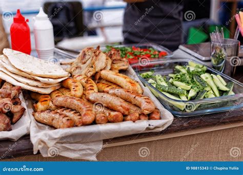 Food Festival with Assorted Food Items. Catering Service. Stock Image ...