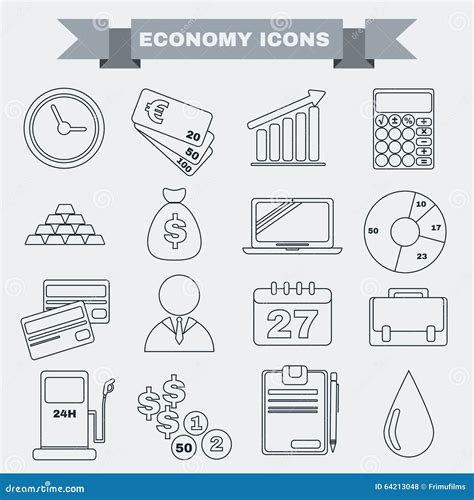 Black And White Economy Icon Set Stock Vector - Image: 64213048