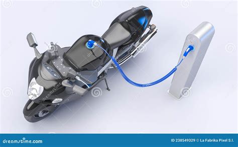 Electric Motorcycle at Charging Station Stock Illustration ...