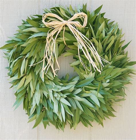 Bay Leaf Wreath with Raffia Bow | Fresh christmas wreath, Christmas ...