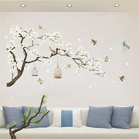 Cherry Tree Wall Stickers, White Blossom Tree Branch Wall Art Stickers ...