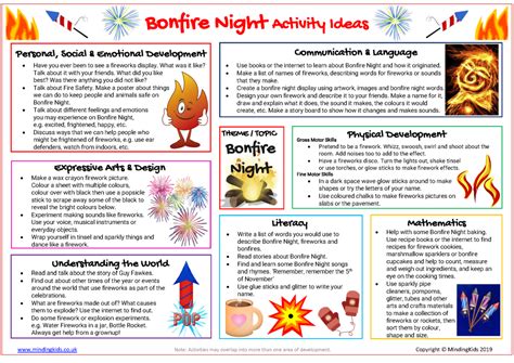 Bonfire Night Activity Ideas Sheet - MindingKids