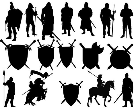 Knight Silhouettes Knight Clip Art Knight svg Medieval | Etsy