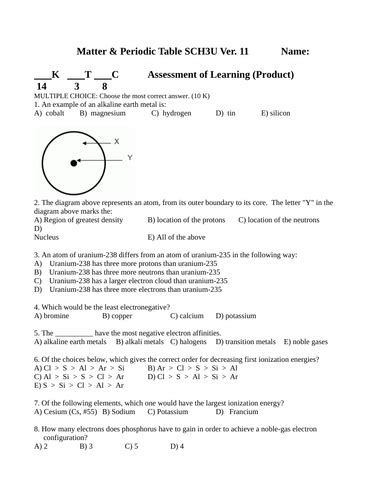 3 PERIODIC TABLE CHEMISTRY QUIZZES Chemistry Periodic Table Quiz WITH ANSWERS | Teaching Resources