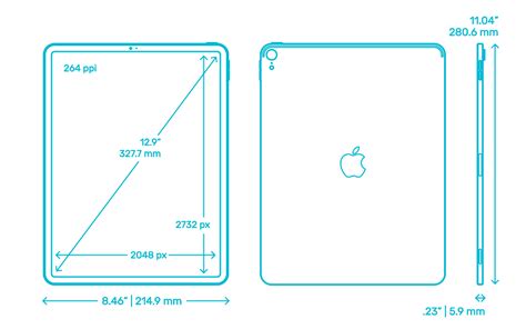 Apple iPad Pro - 12.9" (3rd Gen) - 2018 Dimensions & Drawings | Dimensions.com