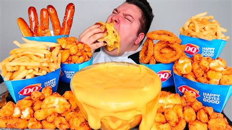 EXTREMELY CHEESY DAIRY QUEEN WITH CHEESE SAUCE • Mukbang & Recipe - YouTube