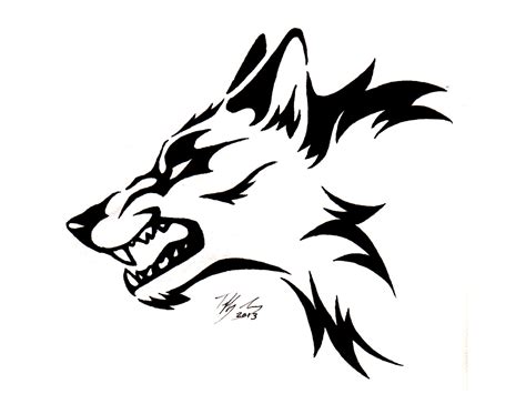 Black Tribal Wolf Tattoo Design Drawing