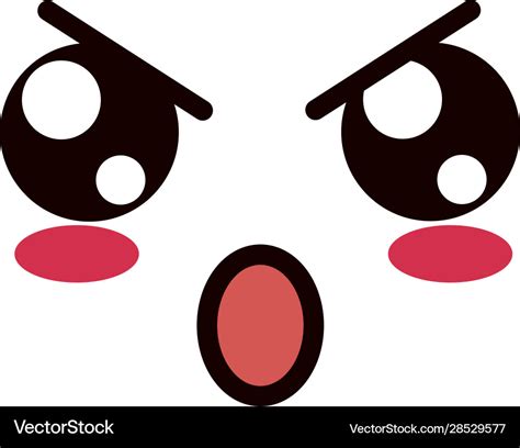 Kawaii cute face expression eyes and mouth angry Vector Image