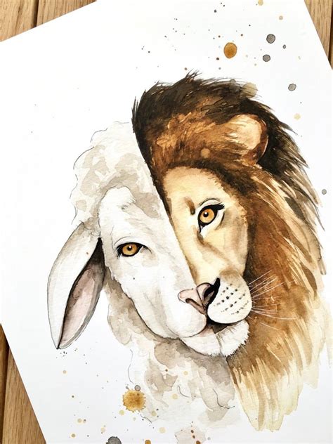 The lion and the lamb art print watercolor illustration etsy – Artofit