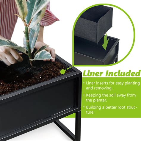 Modern Metal Planter Box, Low, Black – Cocoyard Garden Supply