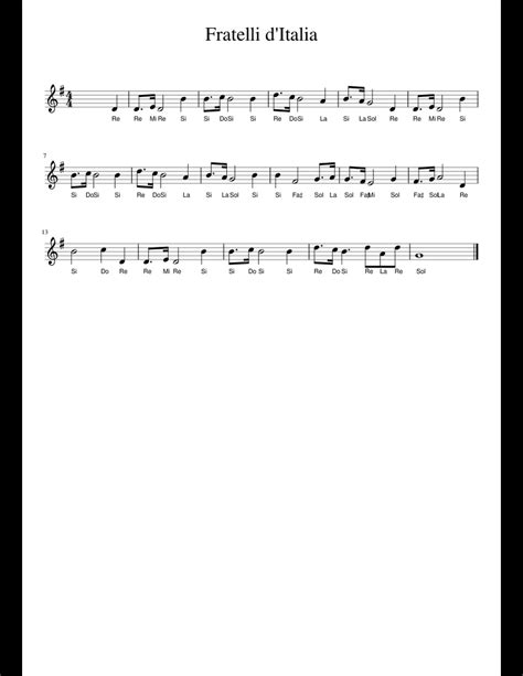 Fratelli d'Italia sheet music for Piano download free in PDF or MIDI