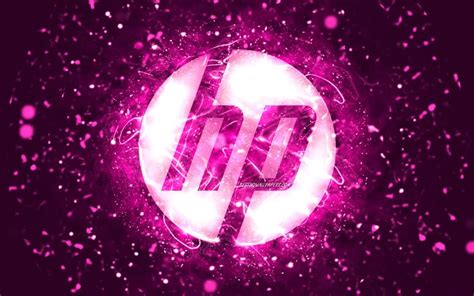 Download wallpapers HP purple logo, 4k, purple neon lights, creative, Hewlett-Packard logo ...