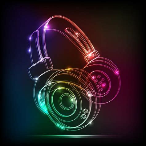 Vector neón auriculares, música grunge | Headphones art, Grunge music ...