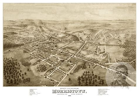 Historic Morristown, NJ Map 1876, Vintage New Jersey Art Print Decor ...