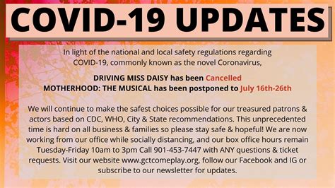 COVID-19 UPDATES – Germantown Community Theatre