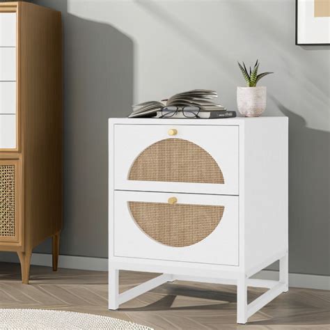 Bay Isle Home White Nightstand With 2 Drawer | Wayfair