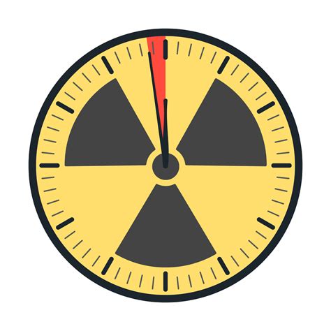 Doomsday alarm poster with radiation symbol. Doomsday clock. Symbol of ...