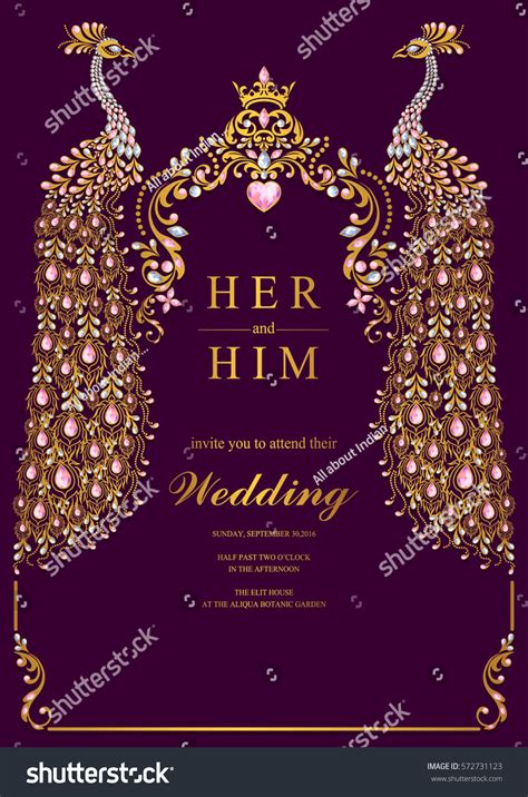 Indian Wedding Invitation Card Templates Gold Stock Vector (Royalty ...