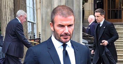 David Beckham looks sombre as he supports Sir Alex Ferguson at wife ...