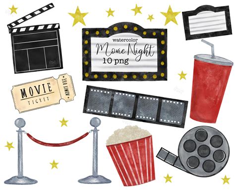 Movie Clipart Watercolor Movie Clipart Popcorn Clipart - Etsy Hong Kong