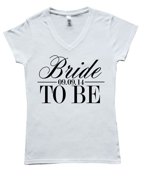 Bride to be Personalised Date V Neck Womens T-Shirt Wedding Hen Do Gift S/M/L/XL | Personalized ...