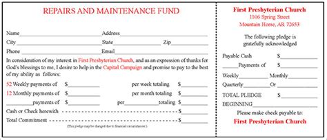 Building Fund Pledge Card Template | New Professional Template