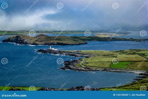 Valentia Lighthouse and Beghinish Island, Valentia Island, Wild Atlantic Way Stock Image - Image ...