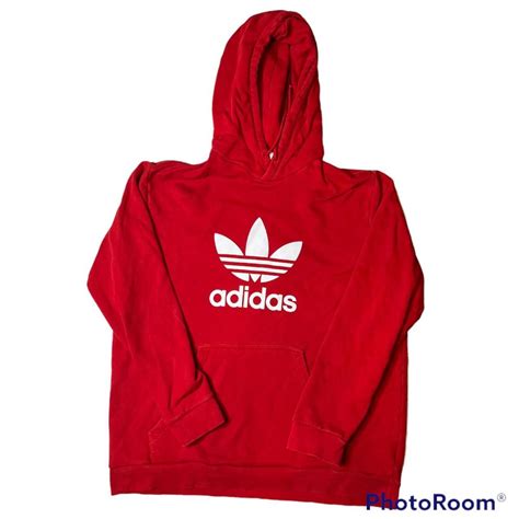 adidas originals logo hoodie size large 9/10... - Depop