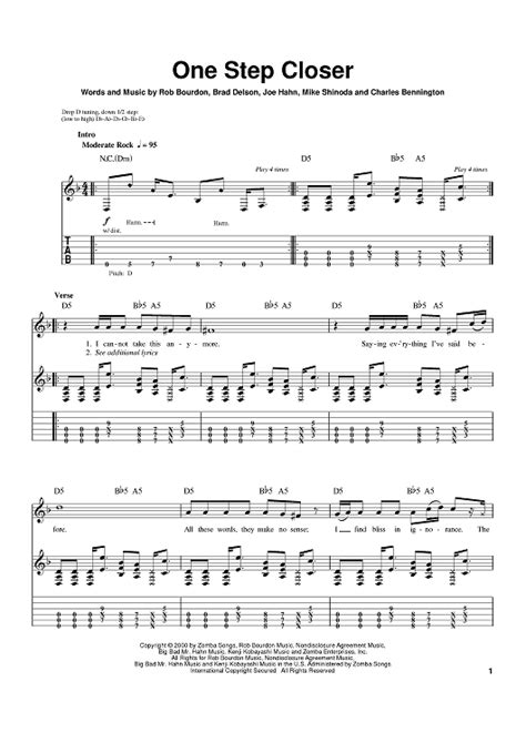 One Step Closer" Sheet Music by Linkin Park for Guitar Tab - Sheet Music Now