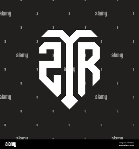 ZR logo with isolated love shape black and white color template design ...